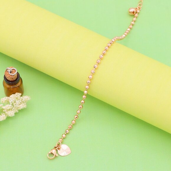 "Elegant Rose Gold Ball Chain Anklet in High Quality Brass Finish, XPAL1044 - Picture 1 of 12